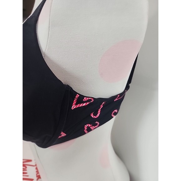 Victorias Secret PINK 36D Push Up Padded Bra Candy Cane Hearts Holiday Bra - Picture 4 of 9